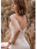 Beaded Spaghetti Straps Ivory Lace Elegant Wedding Dress